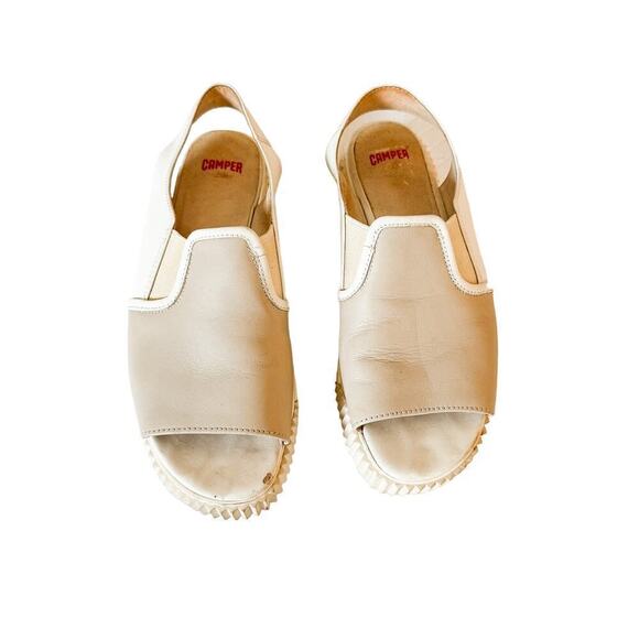 Camper Wedge Slingback Sandal Beige White Style 22551-001 Size 38 - Picture 1 of 5